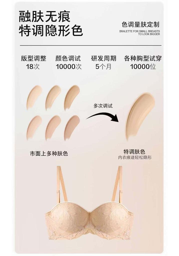Oudifen Strapless Half Cup Lingerie for Women with Small Breasts Gathered Together, Revealing a Large, Thick Lace and Sexy Look. 2026 New Article Bra