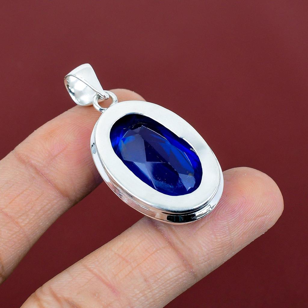 Faceted tanzanite quartz pendant 925 sterling silver pendant handmade pendant tanzanite quartz gemstone jewelry birthstone pendant for gifts