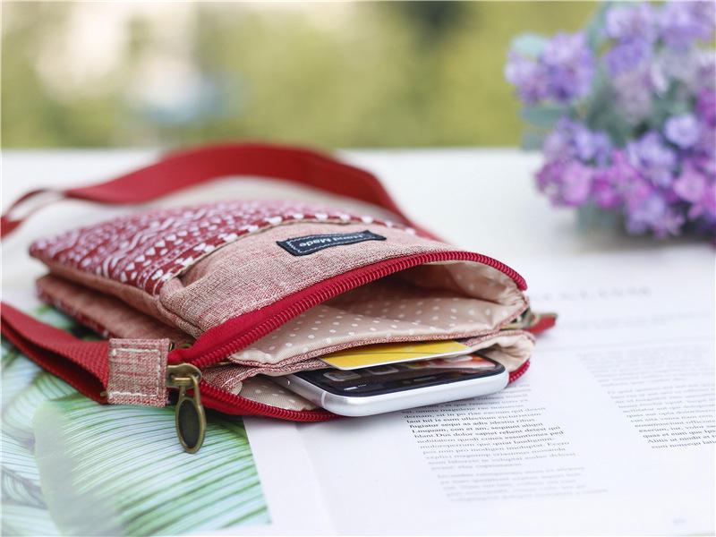 Ethnic White Pattern 5-Layer Crossbody Fabric Bag: Multi-Compartment Fashion Bag for Phone and Makeup, Perfect for Women and Students.