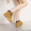 Leather Martin boots women's rhubarb boots platform tooling shoes 2025 new autumn and winter retro British style yellow short boots