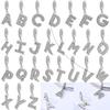 Jewelry Original Diy A-Z Alphabet Charms Bead Copper Inlaid Zircon Love Letters Dangle Fit Bangle Bracelets