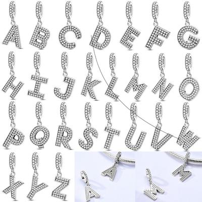Jewelry Original Diy A-Z Alphabet Charms Bead Copper Inlaid Zircon Love Letters Dangle Fit Bangle Bracelets
