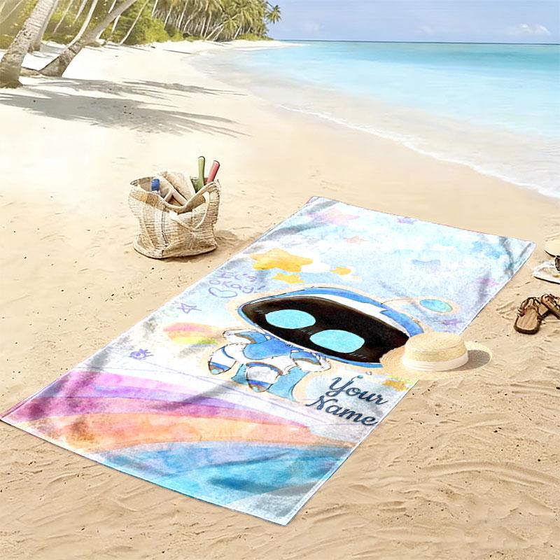 ASTRO BOT Custom Name Print Beach Towel, Large Soft Quick Dry Towel for Beach Camping Swimming