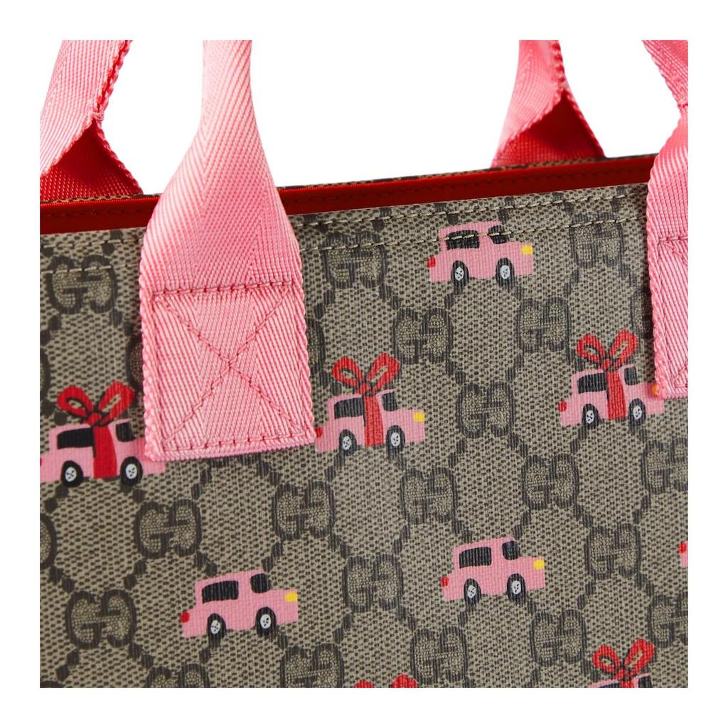 Gucci GG Supreme All Over Print Nylon Tote Bag Kids bags Beige Brown Red 605831-FAFNP-8575