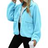 Modische Knopf-Reversjacke Damen Herbst Lässig Locker Einfarbige Reißverschlusstasche Zuhause Pelziges Oberteil für Damen