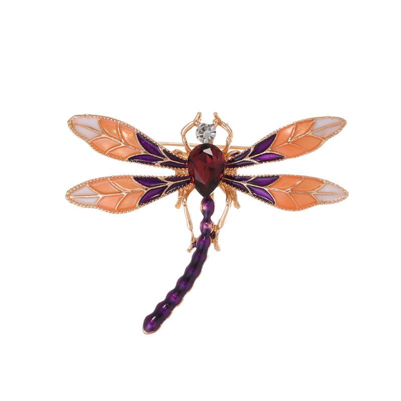 Animal Alloy Brooch With Electroplated Dragonfly Design For Women And Men