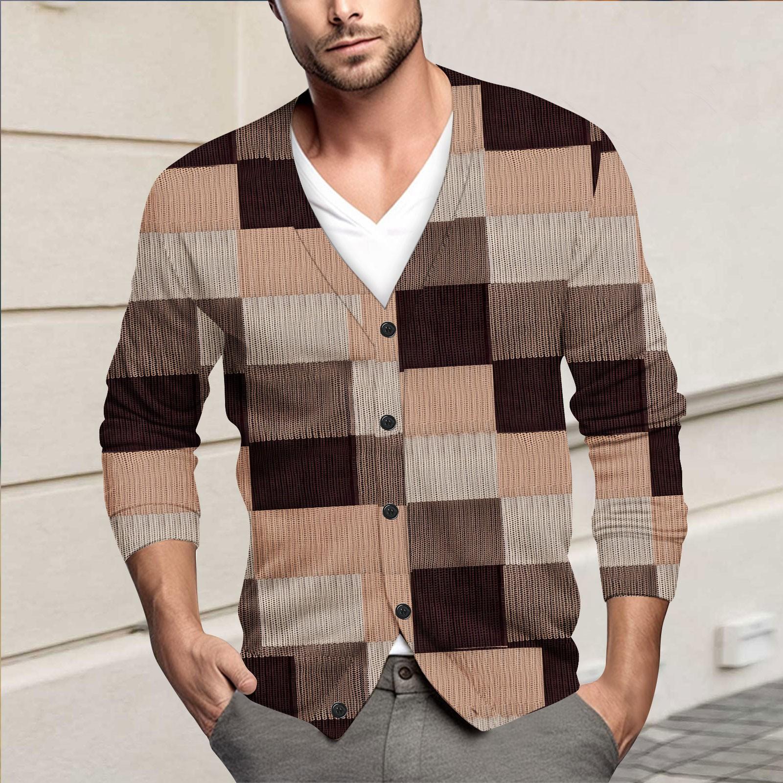 

Мужская повседневная однобортная модная куртка-кардиган с длинными рукавами на пуговицах XXXL