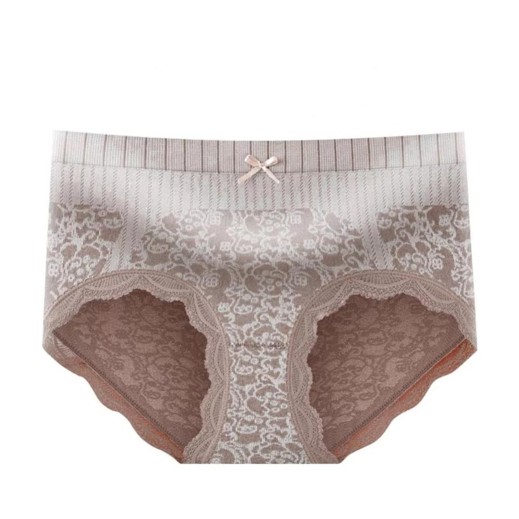 3-Pack Women's High Waist Cotton Lace Briefs Soft Seamless Underwear with Tummy Control
