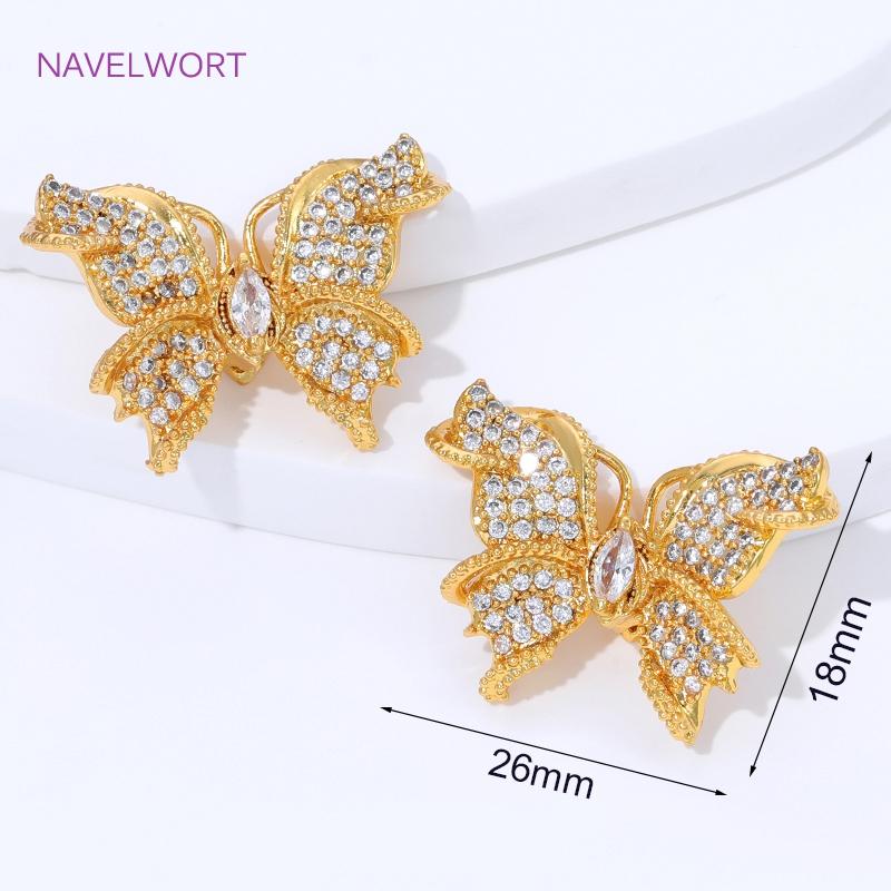 

18K Gold Plated with Zircon Butterfly Beads Separators,Brass Spacer Beads For Bracelet Making,DIY Handmade Jewelry Making 1 Piece