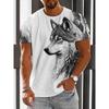 3D-gedrucktes Wolfsmuster Sommer Outdoor Casual Herren T-Shirt Lose Bequeme Sport Kurzarm Street Fashion Rundhals Tops