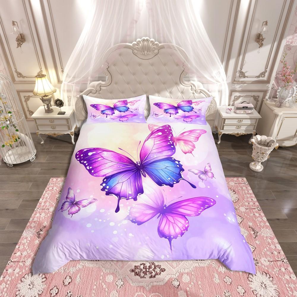 

Comforter Homewish Teens Watercolor Butterfly Vibrant Groovy Flower Bedding Setrustic Farmhouse Reversible Bed Set Comforter (quilt)-EU Single(135*200cm)3pcs