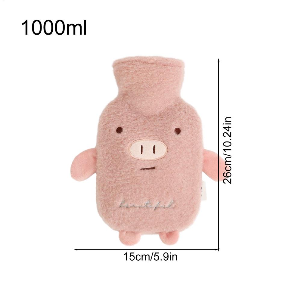 Hot Bottle 1L Leak Proof Soft Cartoon Pack Hot Water Bottle With Soft Cover For Legs Hands Shoulders Neck Back Travel School