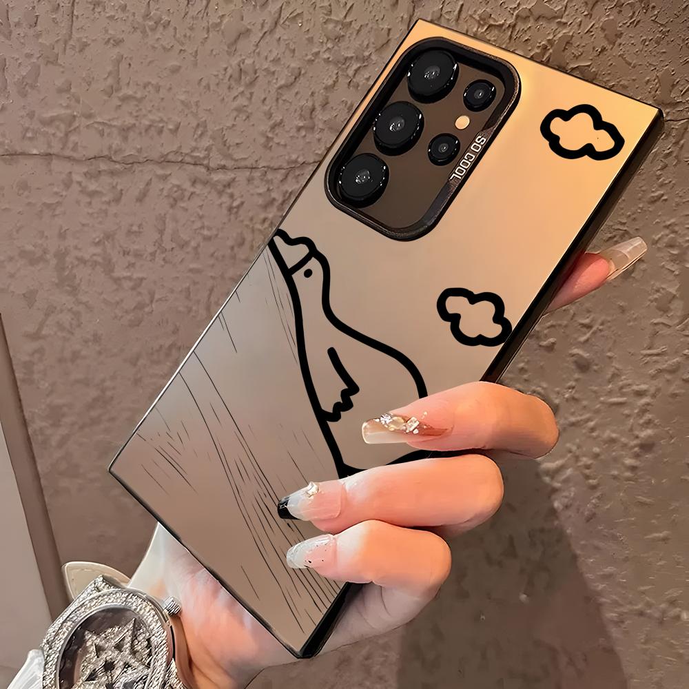 Cute Cartoon Duck Phone Case For Samsung Galaxy S25 Edge S24 S23 S22 S21 S20 Ultra Funda Silicone Silver Cover
