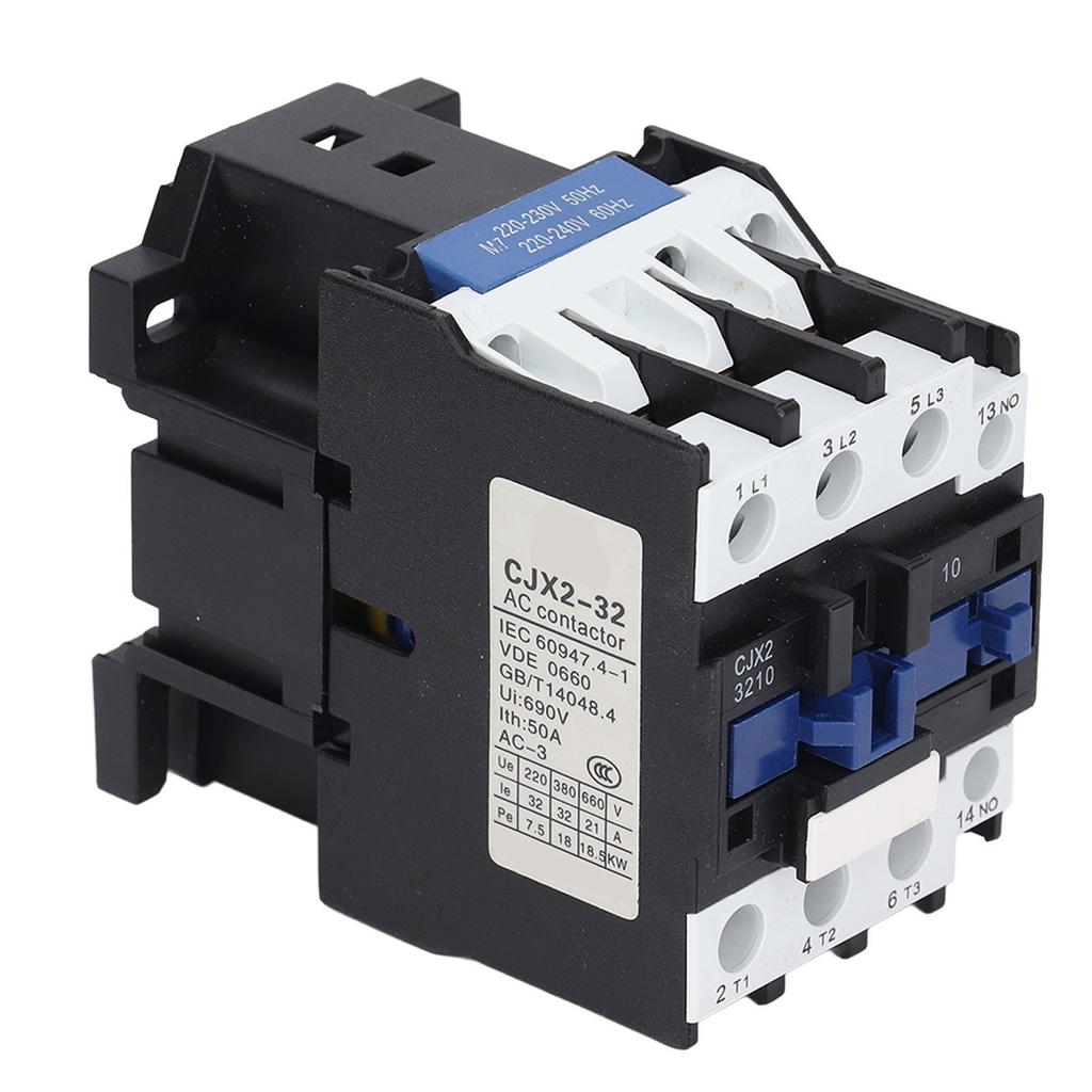 AC Contactor 32A 3 Pole 3 Phase Silver Contact Normally Open DIN Rail Electric Contactor 220V
