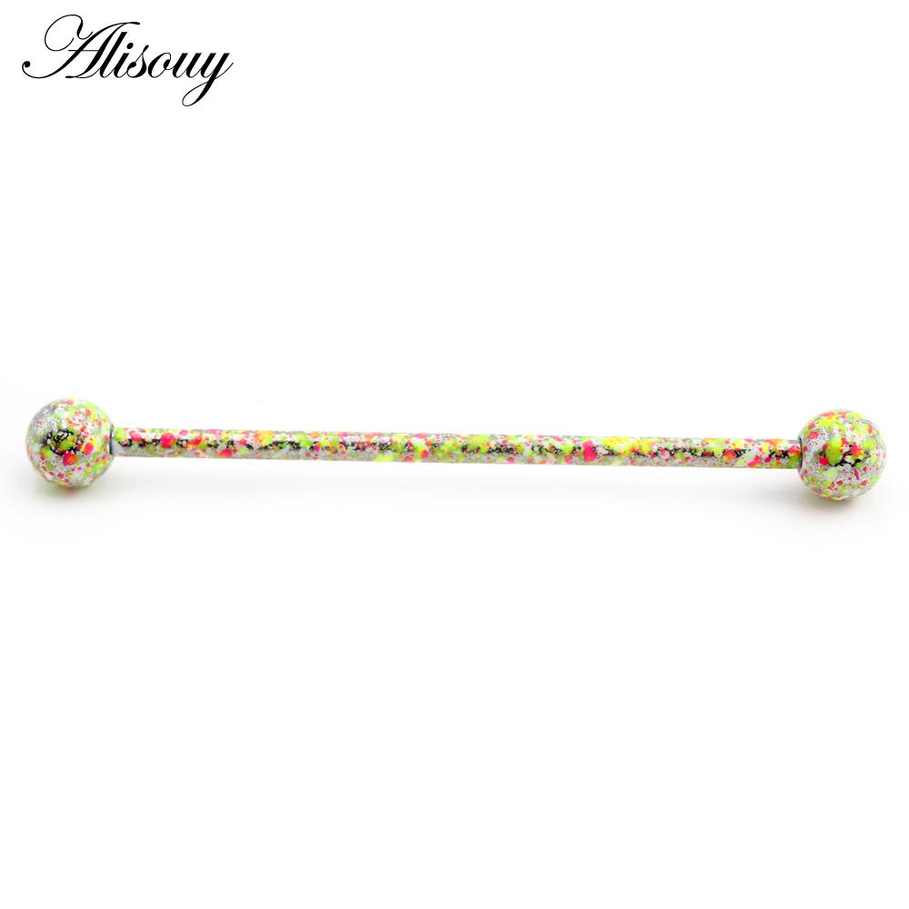 Alisouy 2PC Candy Backfarbe Edelstahl Kugel Ohrring Piercing Industrial Barbell Bar Gerüst Ohrknorpel Helix Schmuck
