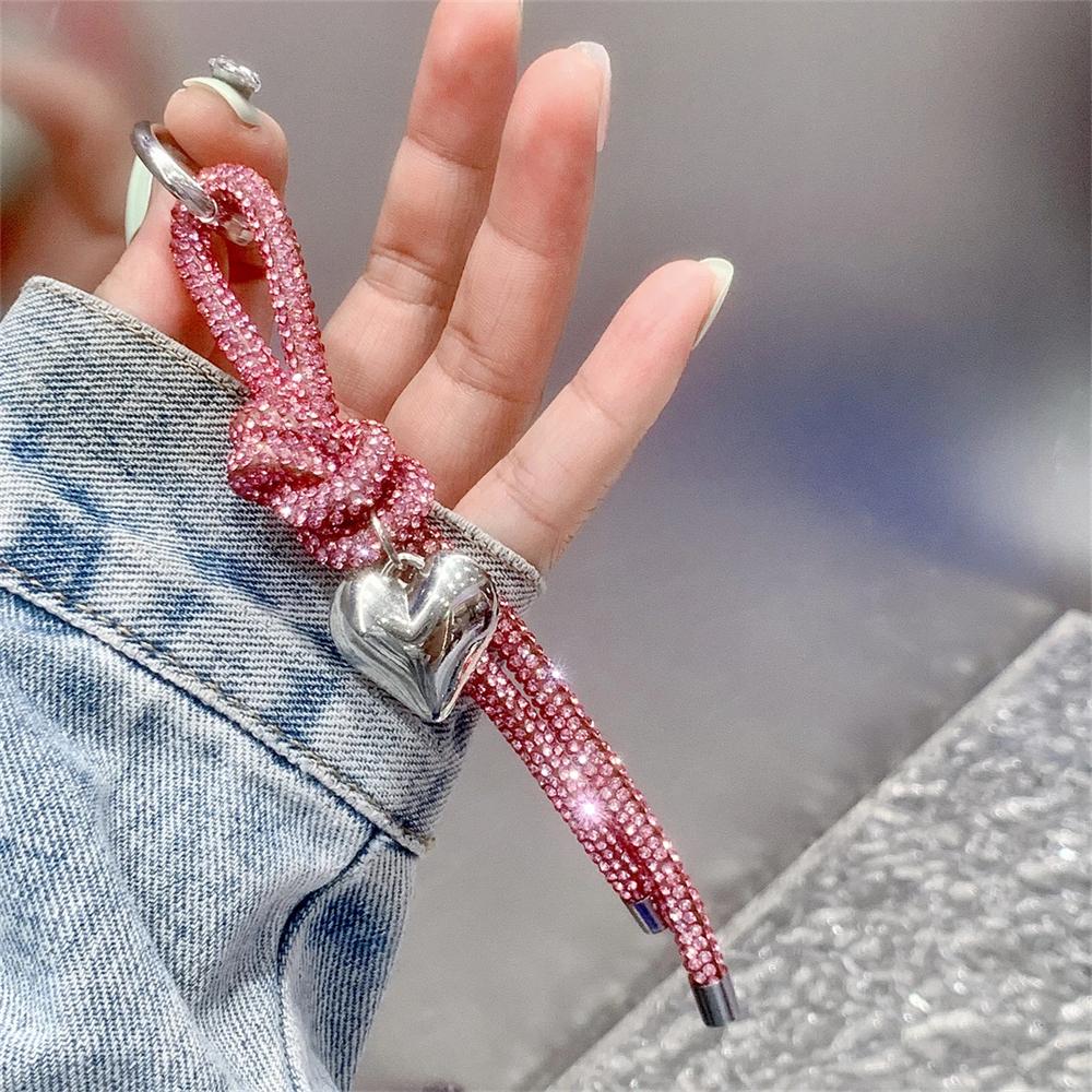 Korean Trendy Rhinestone Bowknot Phone Charm Strap Pendant Bracelet For iPhone Airpods Accessories Bag Girls Jewely Hanging Cord