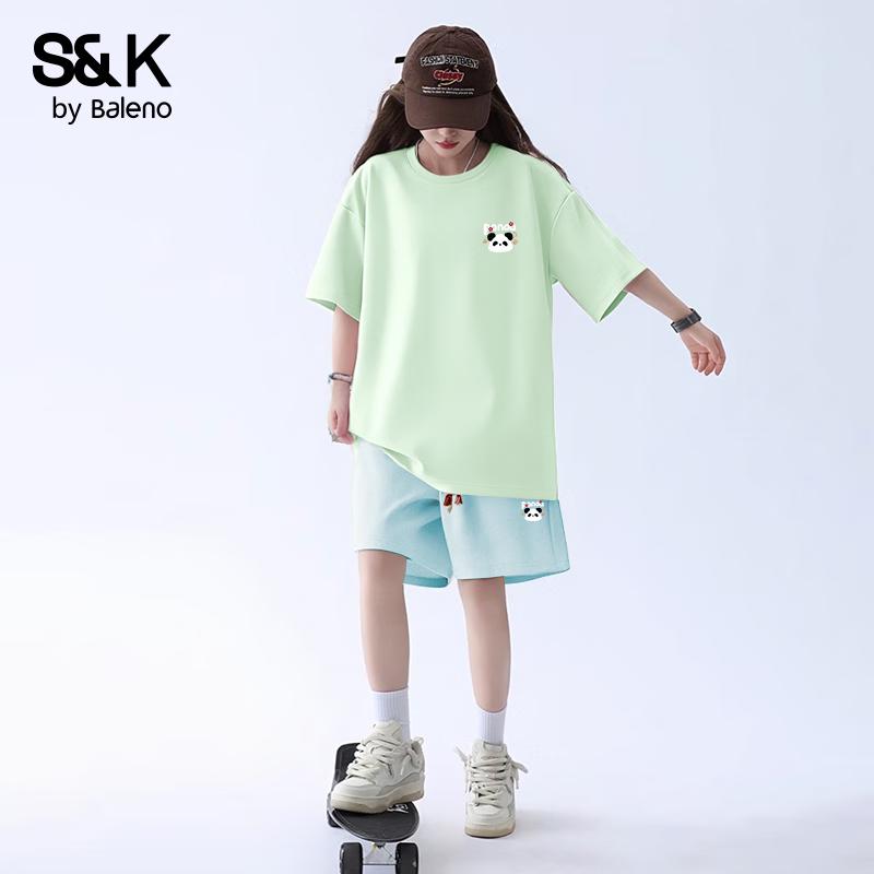 Baleno S&K Women s Cotton Loose Short Sleeve Waffle Shorts Sportswear Set S