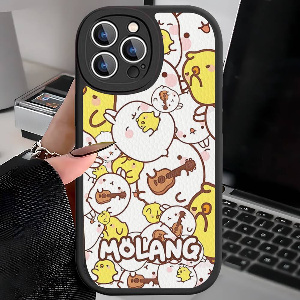 

Cartoon Cute M-Molang Phone Case For IPhone 16 15 14 11 12 13 Pro Max Plus Back Leather Shell iPhone 14 pro