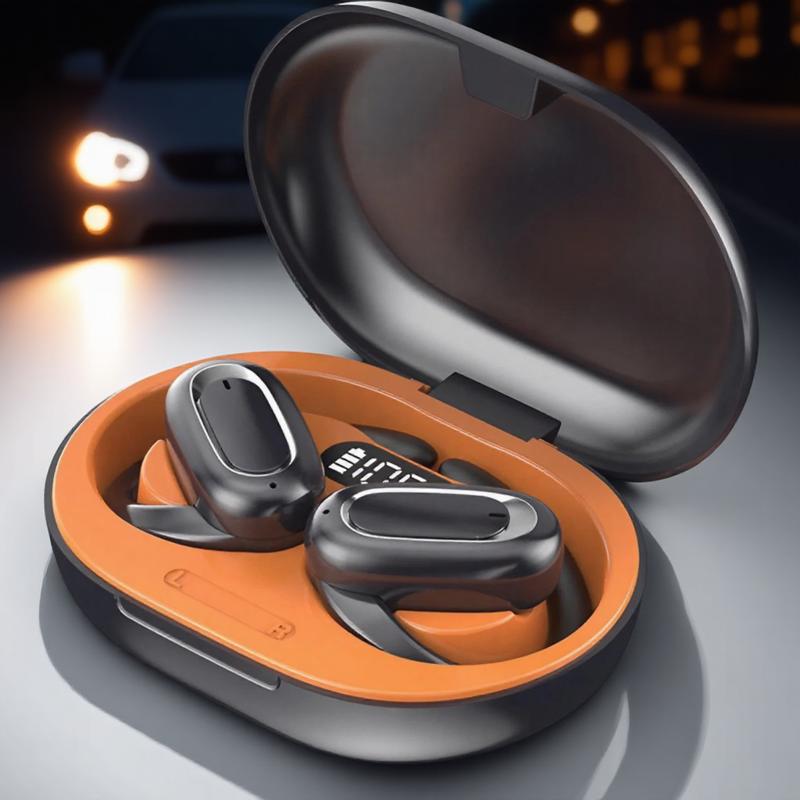 

Беспроводные наушники с открытым ухом Bluetooth 53, 3D-бас, дисплей заряда батареи, USB-зарядка, водонепроницаемые IPX5, спортивные наушники чёрный