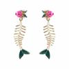 Orecchini Pendenti Creativi a Lisca di Pesce Smaltata Charms Pesce Orecchini a Lobo Geometrici in Metallo Orecchini Pendenti Bohemien Retrò Smalto Colato Regalo