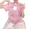 Japanese Pink Short Sleeve Sweet & Spicy College Style Slim Top