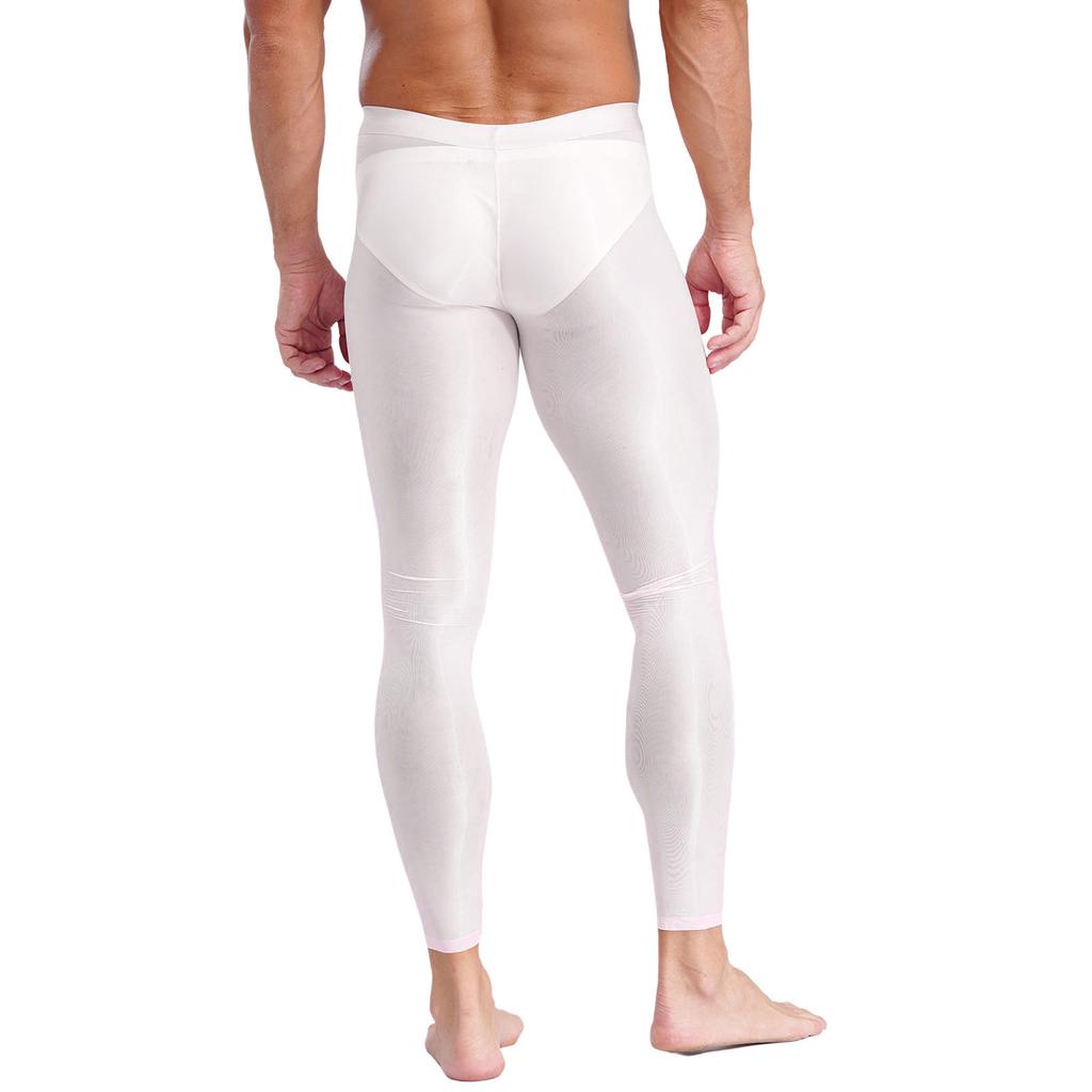 Męskie jedwabiste legginsy do jogi z lodowym efektem Elastyczny pas Ultra cienkie z wyprofilowaną kieszonką Prześwitujące rozciągliwe spodnie