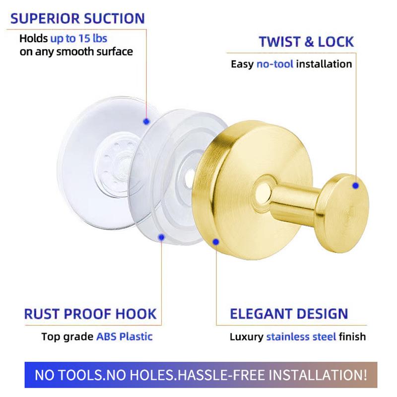 Bathroom Suction Cup Hook Traceless Stainless Steel Kitchen Hooks Hole Free Vacuum Coat Hooks Wall Towel Suctions Cups