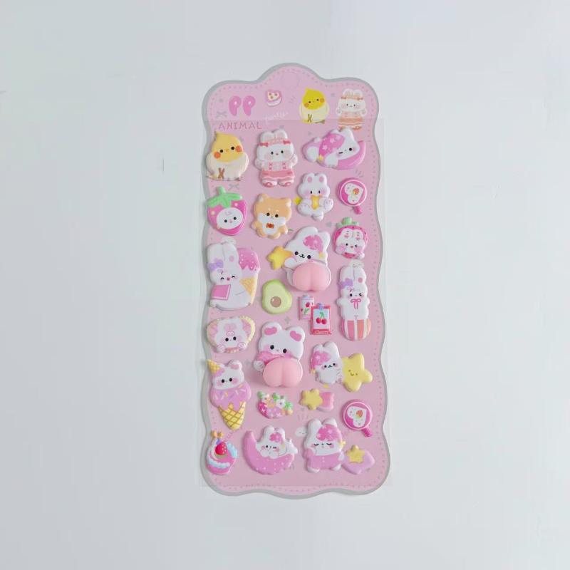 

1/4 шт. Стереоскопические милые животные Пукающая персик Стерео Снимающие стресс Наклейки Мультяшные 3D рельефные наклейки DIY Декоративные наклейки Принадлежности A1