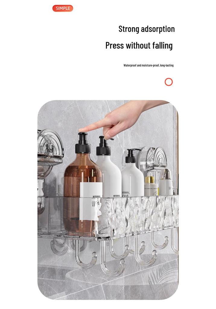 No-Drill Suction Cup Bathroom Shelf & Rack