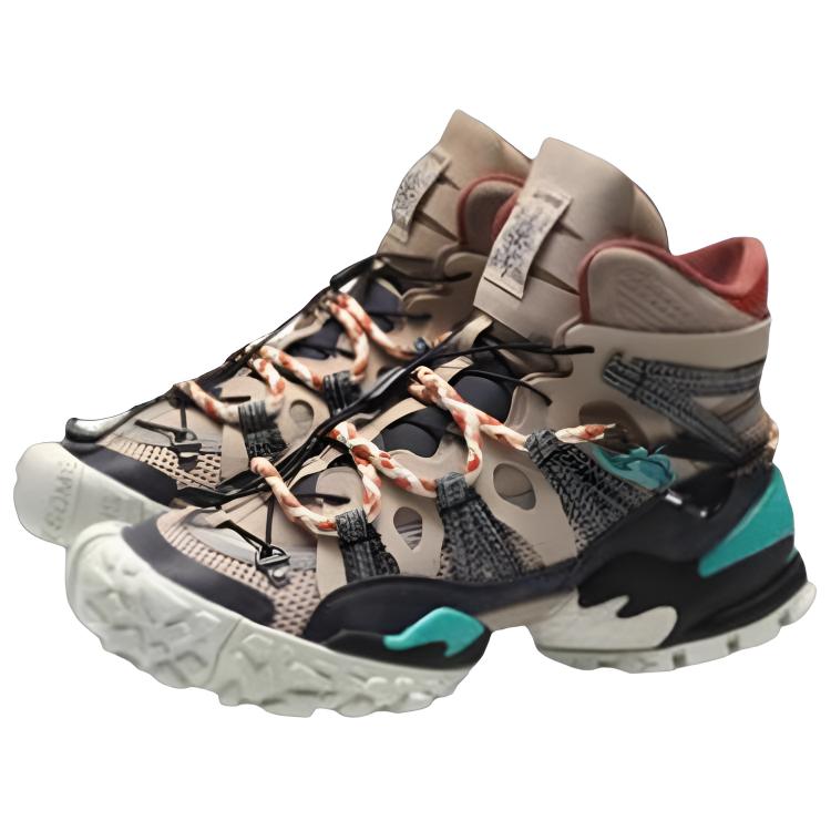 Li Ning CF Cushioning Slip Resistant Abrasion Resistant Coverage Support High top Casual Shoes Men's Gray Black AGLQ155-3