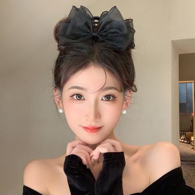 Lady Charm Black Lace Bow Hair Claw Clips Hair Clip Party Headdress Shark Clip