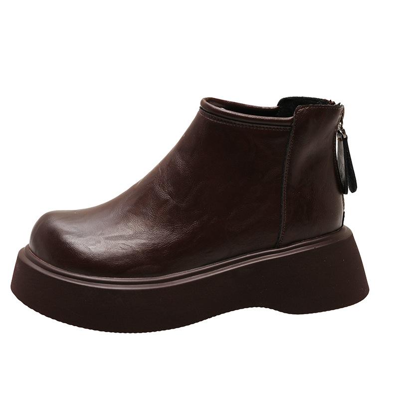 

Thick-soled heightening short tube Chelsea short boots Children s autumn and winter velvet to keep warm 2025 New Martin boots British style 40
