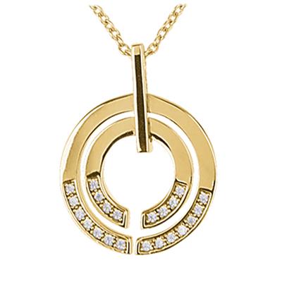 [Q7943] - Gold Plated Necklace 'Sissi' White Gold - 17x17 Mm