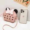 2024 Women's Cartoon Heart-Shaped Shoulder Bag with Coin Purse, Color Block Design