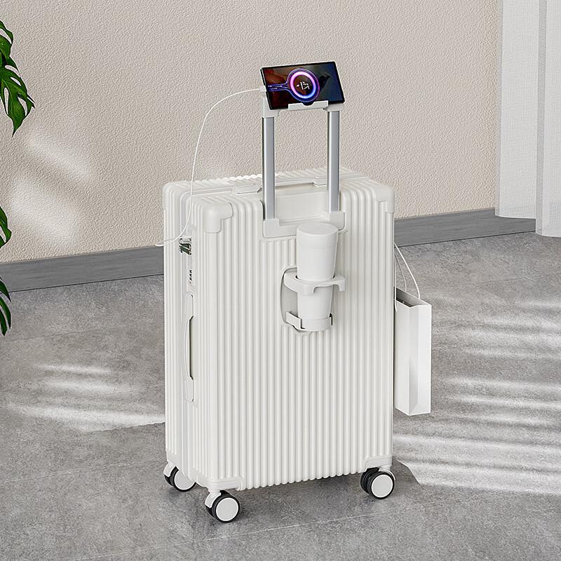 OEING Carry-On Luggage with Cup Holder & Silent Wheels 28 Inch