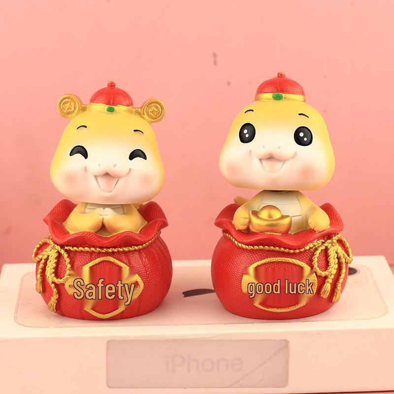 Adorable Bobblehead Resin Figures for Car or Desk Decoration - Perfect New Year Gift