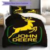 Cervo Giallo Logo John Deere Sfondo Nero Stampa Set Copripiumino 3 Pezzi Trattore Agricolo Biancheria da Letto Camera da Letto Decorazione Casa Senza Federe Piumino