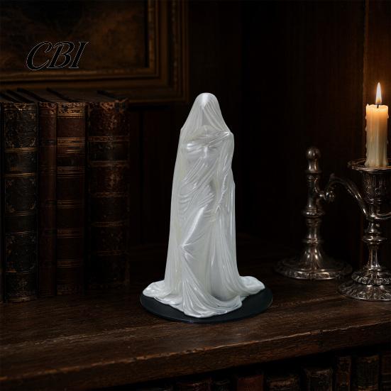 Veiled Goddess Sculpture 3D Printed Sculpture, Mysterious Female Figurine with Robe, Dark Gothic Style Desk Accessory Home Decor Statue for Bookshelf,