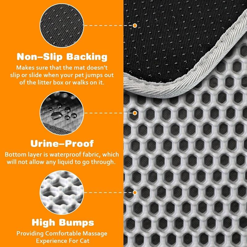 Cat Litter Mat Water Urine Proof Double Layer Pet Foldable Cat Litter Trapping  Pet Carpet Bed Pads For Cats Pet Clean Supplies