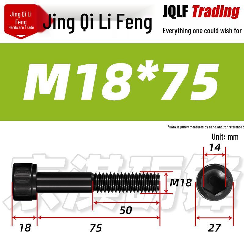M18-20 High-Strength Black Hex Socket Head Cap Screws with Knurled Cylindrical Bolts