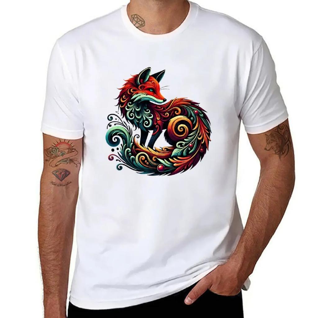 Fairytale Fox Watercolor Fantasy T-Shirt Fashion Shirts Man Clothes T Shirts for Men