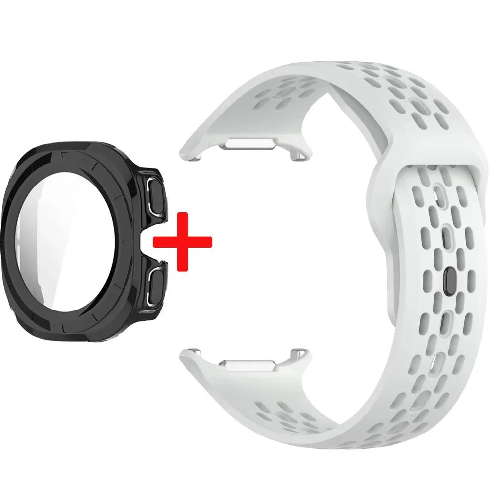 Silicone Strap+Case For Samsung Galaxy Watch Ultra 47 Sport Watchband Bracelet for Galaxy Watch Ultra Tempered Glass Cover Band