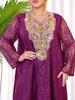 Plus Size V-neck Lace Dress with Sequin Embroidery - Flattering, Loose-Fit Muslim Formal Attire
