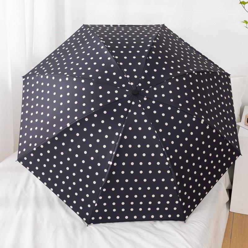 

Простой и элегантный зонт-трифолд в горошек, черно-белый, мини-зонт от солнца, полностью автоматический зонт, зонт от солнца с УФ-защитой 8K