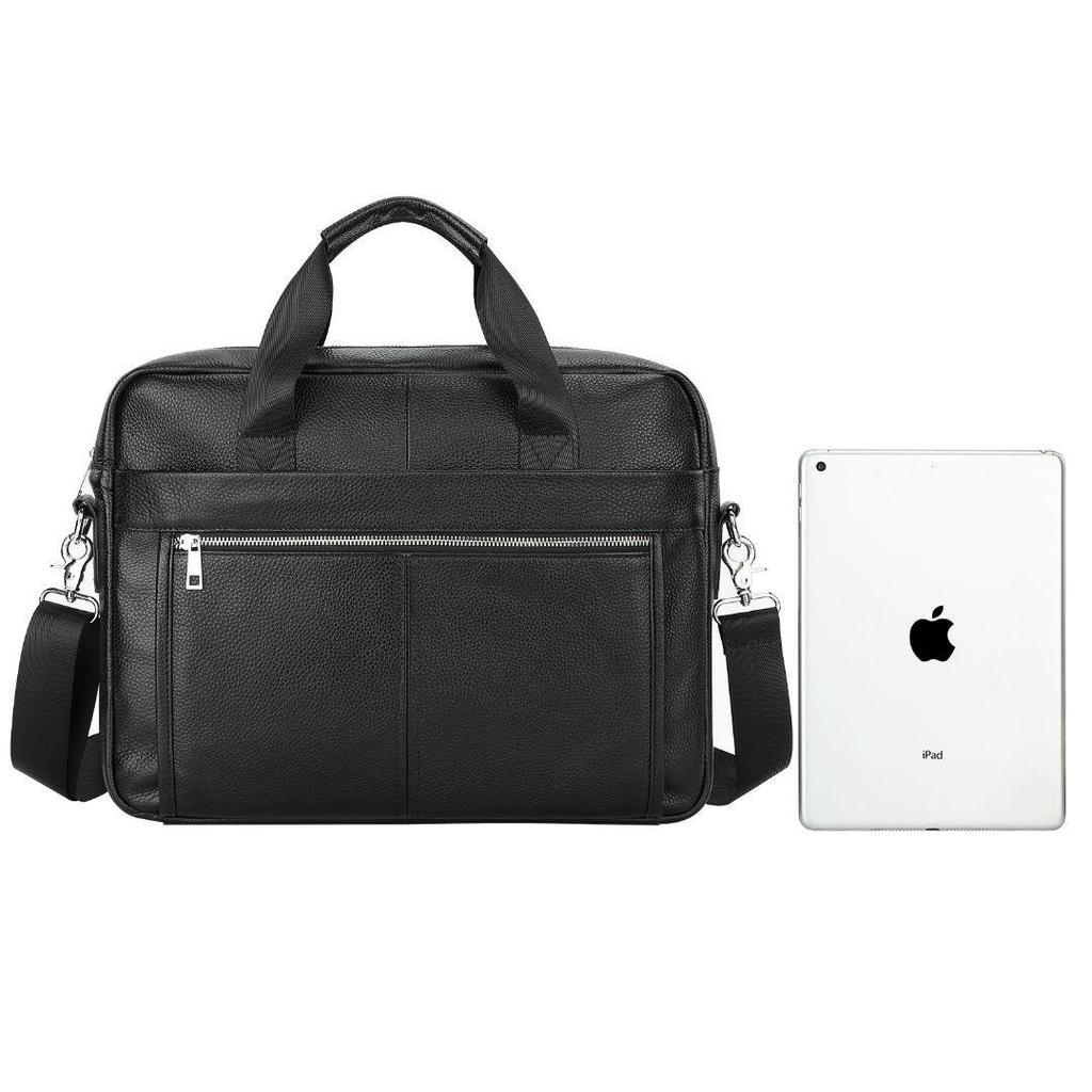Men's Genuine Leather 15" Laptop Briefcase & Crossbody Shoulder Bag