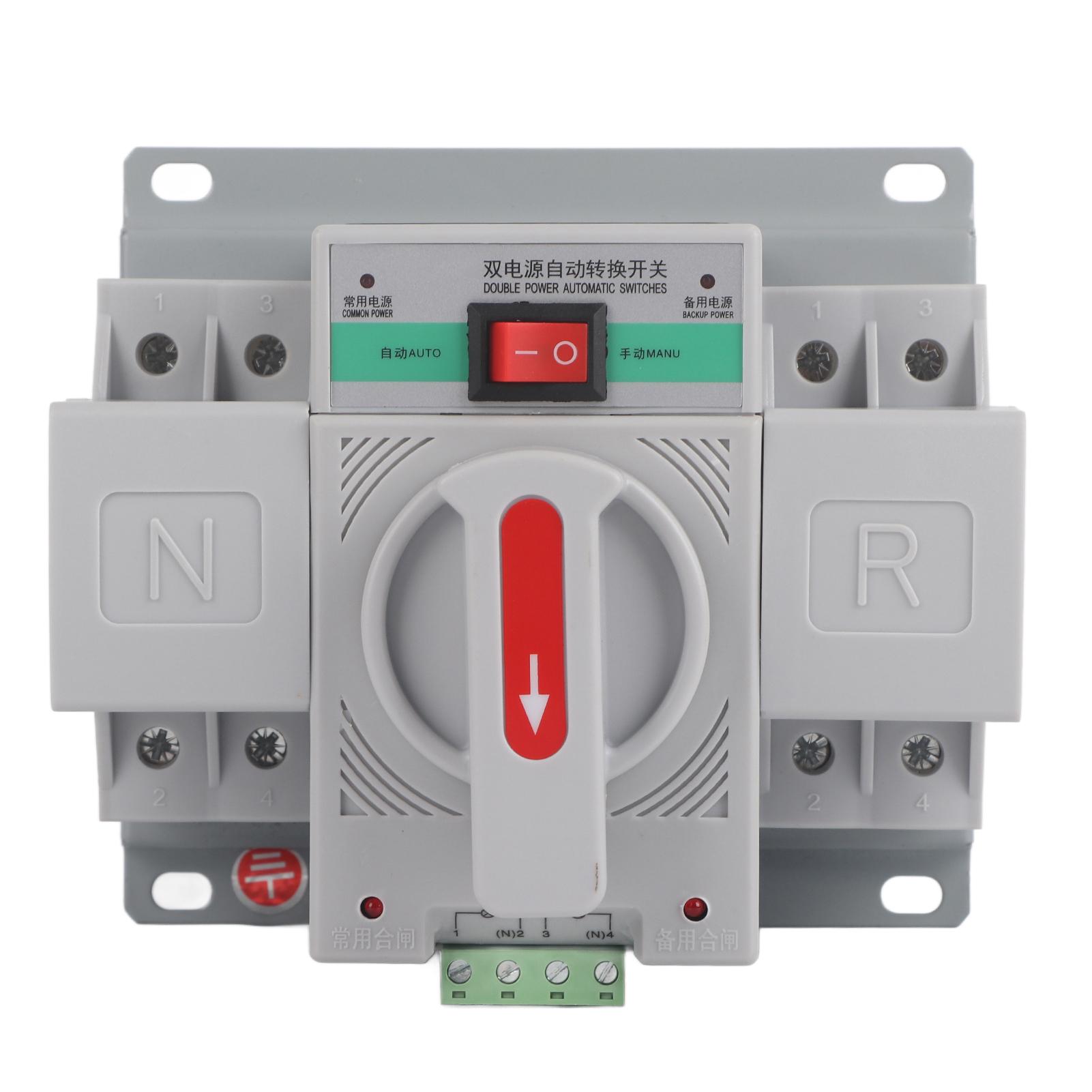 

1pc Automatic Transfer Switch 220V 63A 2P Mini Dual Power Automatic Transfer Switch Circuit Breaker сірий