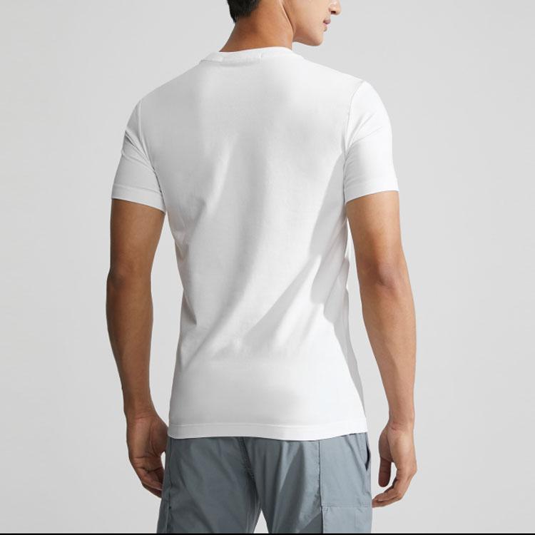 Calvin Klein Colorful Letter Jacquard Casual Round Neck Short Sleeve T-Shirt Men Tops Moonlight-White J323923-YAF