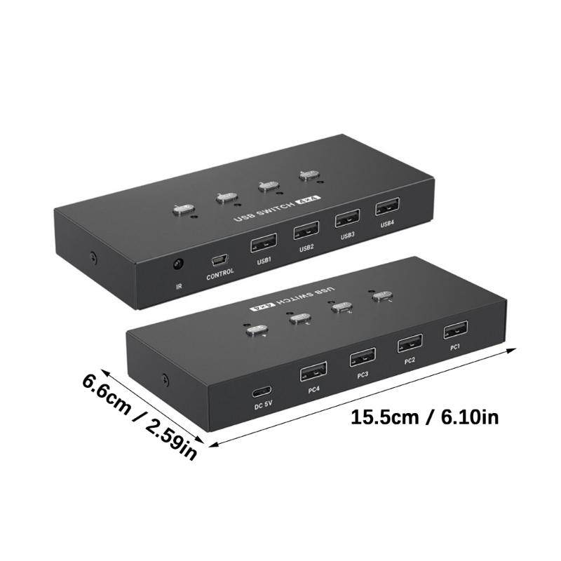 USB2.0 Switcher Selector 4 Computers Sharing 4 USB Devices Switcher Hub Adapter for Keyboard Mouse Printer Scanner