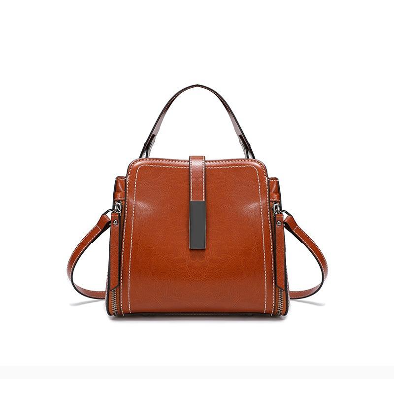 Summer New Leather Women's Bags Large-capacity Bucket Bags Retro Versatile Shoulder Messenger Bags