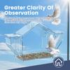 PS Transparent Window Bird Feeder Easy to Observe Clear Bird Feeder with 3 Suction Cup Squirrel Proof for Yard Outdoor